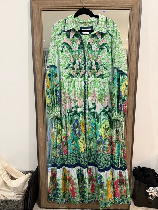 Anthropologie Dresses & Skirts - Anthropologie Eleanora Floral Maxi Shirt Dress - Green Tropical Print XLP